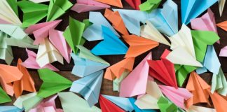 Colored paper airplanes